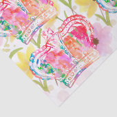 Papier Mousseline Fleurs de couronne roses aquarelle pastel découpag (Détail)