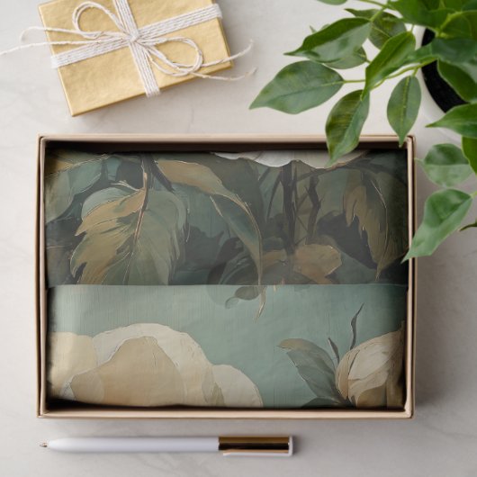 Papier Mousseline Fleurs de crème (Cadeau)