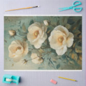 Papier Mousseline Fleurs de crème (Artisanat)