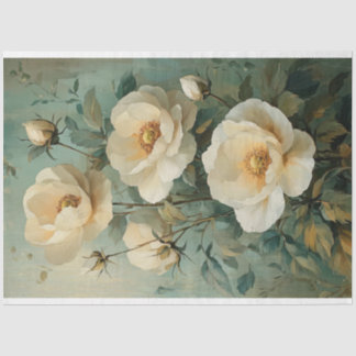 Papier Mousseline Fleurs de crème