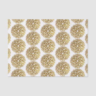 Papier Mousseline Fleurs de dahlia élégantes à paillettes dorées sur