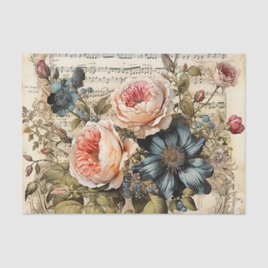 Papier Mousseline Fleurs de découpage vintages (Recto)