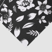 Papier Mousseline Fleurs de feuilles modernes noir blanc qui souffle (Détail)