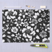 Papier Mousseline Fleurs de feuilles modernes noir blanc qui souffle (Artisanat)