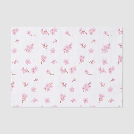 Papier Mousseline Fleurs de fleurs de cerisier d'aquarelle (Recto)