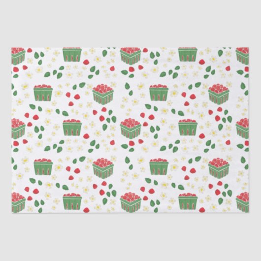 Papier Mousseline Fleurs de fraise Champs de fraises Berry First (Recto)