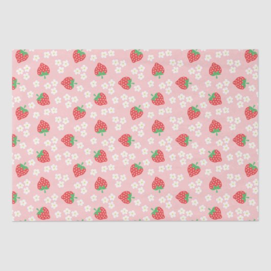 Papier Mousseline Fleurs de fraises Motif rose (Recto)