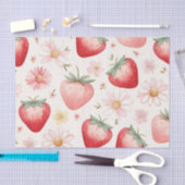 Papier Mousseline Fleurs de fraises rouges Fête d'anniversaire pour  (Artisanat)