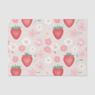 Papier Mousseline Fleurs de fraises rouges Fête d'anniversaire pour