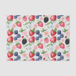 Papier Mousseline Fleurs de fraises rouges Fête d'anniversaire pour