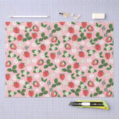 Papier Mousseline Fleurs de fraises sucrées Aquarelle Florale (Artisanat)