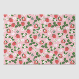 Papier Mousseline Fleurs de fraises sucrées Aquarelle Florale