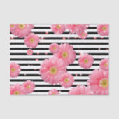 Papier Mousseline Fleurs De Gerbera Rose Sur Des Grandes Blances Noi (Recto)