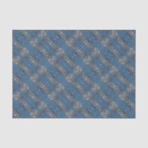Papier Mousseline Fleurs de glace, motif floral bleu & gris, rustiqu