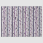Papier Mousseline Fleurs de lavande violettes rayures botaniques Ann (Recto)
