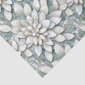 Papier Mousseline Fleurs de lotus blanches mariage bleu (Détail)