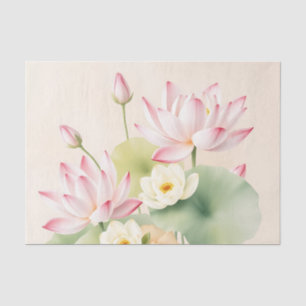 Papier Mousseline Fleurs de Lotus calmantes en aquarelle