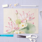 Papier Mousseline Fleurs de Lotus calmantes en aquarelle (Artisanat)