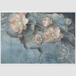 Papier Mousseline Fleurs de lotus et effets d'art multimédia bleu de