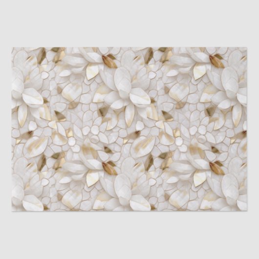 Papier Mousseline Fleurs de Lotus Or Blanc (Recto)