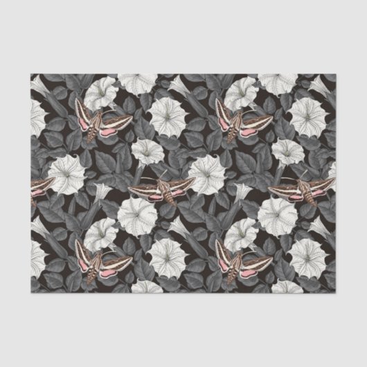 Papier Mousseline Fleurs de lune et sphinx Moths 2 (Recto)
