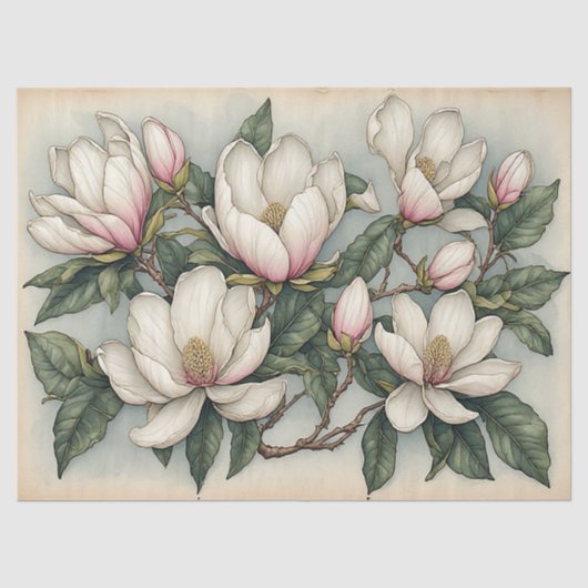 Papier Mousseline Fleurs de Magnolia (Recto)