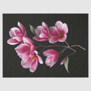 Papier Mousseline Fleurs de Magnolia Rose