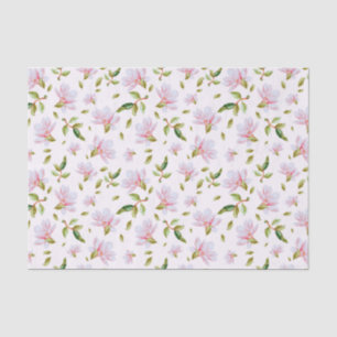Papier Mousseline Fleurs de Magnolia rose Aquarelle