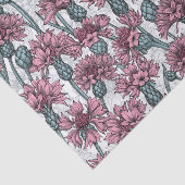 Papier Mousseline Fleurs de maïs roses, fleurs sauvages sur blanc (Détail)