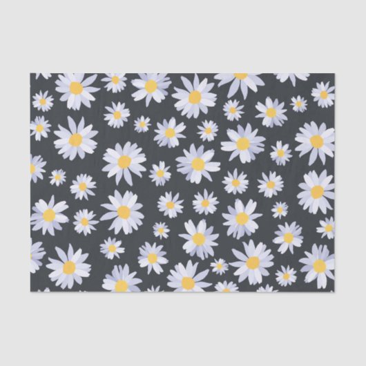 Papier Mousseline Fleurs de marguerite blanche classique Botanique (Recto)
