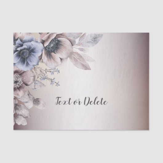 Papier Mousseline Fleurs de mariage aquarelle pastel bleu beige (Recto)