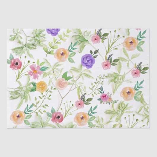Papier Mousseline Fleurs de naissance Fleurs Floral Rose Violet Jaun (Recto)