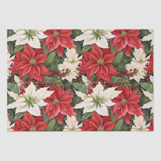 Papier Mousseline Fleurs de Noël (Recto)