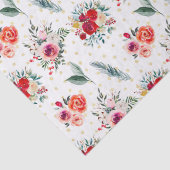 Papier Mousseline Fleurs de Noël et motif evergreens (Détail)