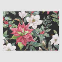 Fleurs de Noël Rouge Blanc Poinsettias Noir