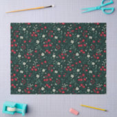 Papier Mousseline Fleurs de Noël vertes rouges et blanches (Artisanat)