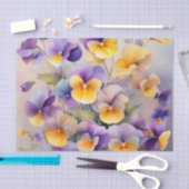 Papier Mousseline Fleurs de Pansy délicates dans l'aquarelle douce (Artisanat)
