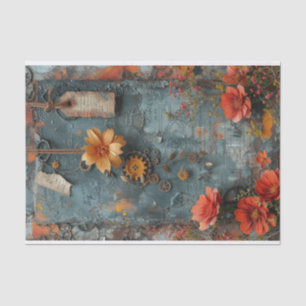 Papier Mousseline Fleurs de papier, étiquettes et engrenages Média m