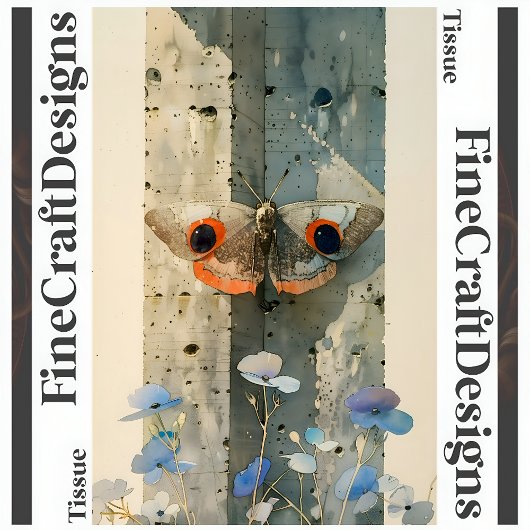 Papier Mousseline Fleurs de papillon stylisées Déplacement moderne d