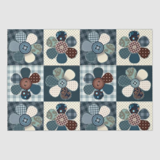 Papier Mousseline Fleurs de Patchwork (Recto)