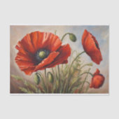 Papier Mousseline Fleurs de pavot rouge (Recto)