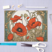 Papier Mousseline Fleurs de pavots Art Nouveau (Artisanat)