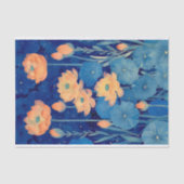 Papier Mousseline Fleurs de Pêche Orange & Découpage Turquoise Gauch (Recto)