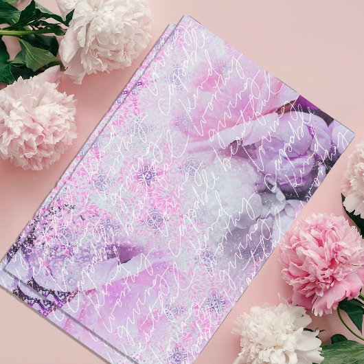 Papier Mousseline Fleurs De Peine Rose Avec Remplacement De Texte ma