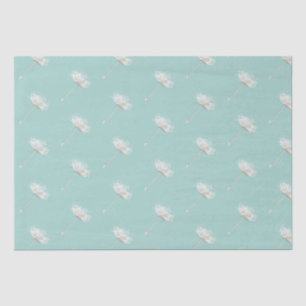 Papier Mousseline Fleurs de pissenlit blanc à la menthe
