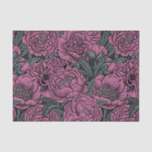 Papier Mousseline Fleurs de pivoines violettes