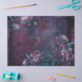 Papier Mousseline Fleurs de pivoines violettes et Turquoises Découpa (Artisanat)