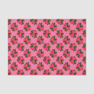 Papier Mousseline Fleurs de poinsététie métallique-17-Rose-Or-TISSUE
