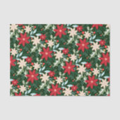 Papier Mousseline Fleurs de Poinsettia et Noël Feuille (Recto)