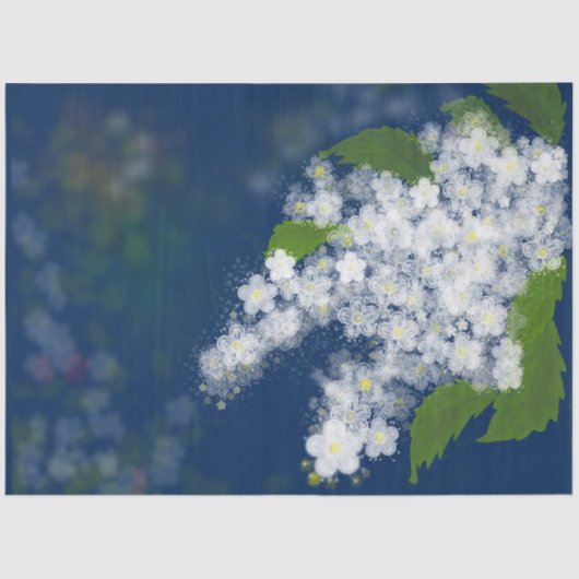 Papier Mousseline Fleurs de printemps bouquet blanc romantique marin (Recto)